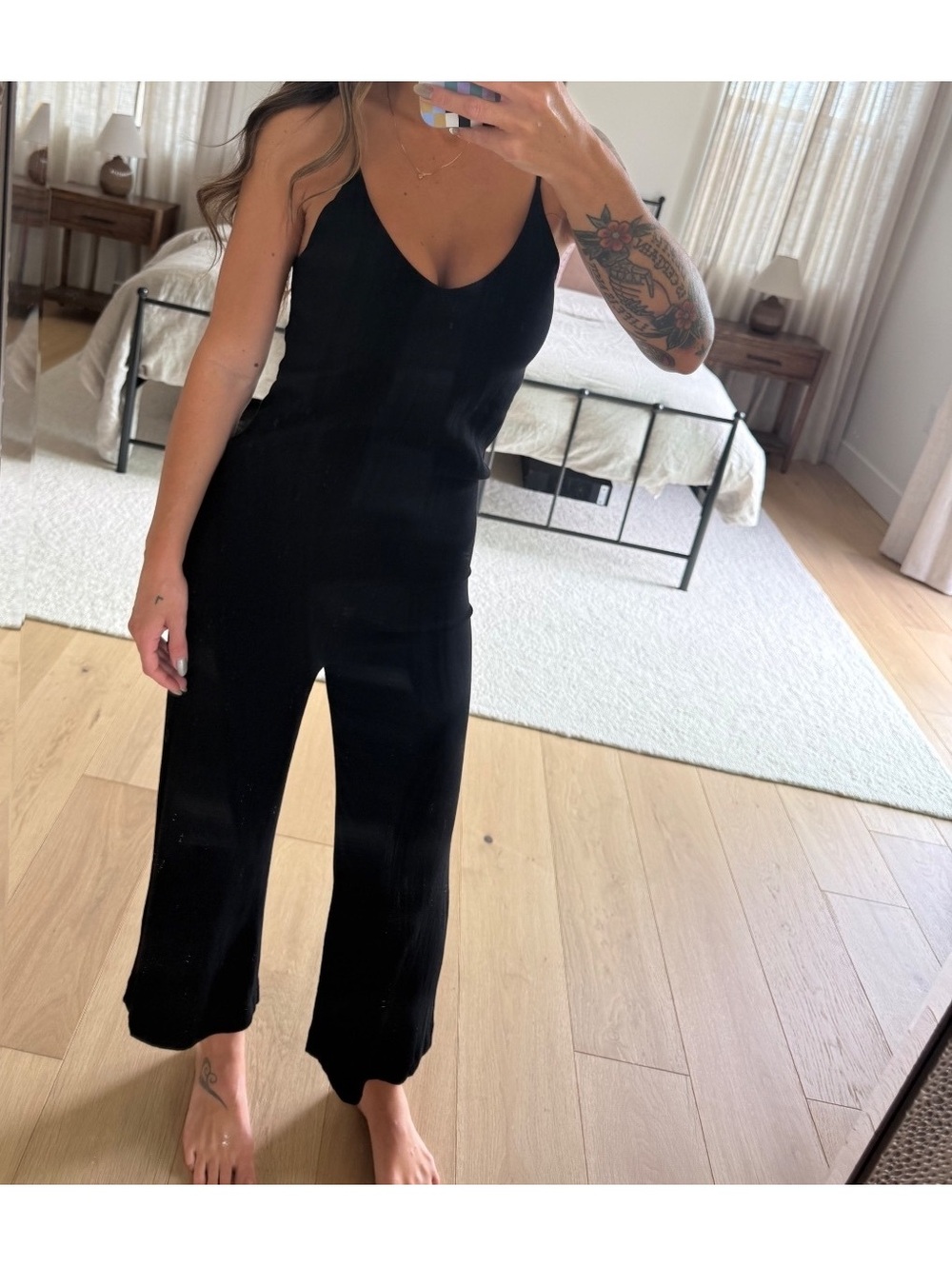 Reformation Milly Black V-Neck Wide Leg Jumpsuit Size XS